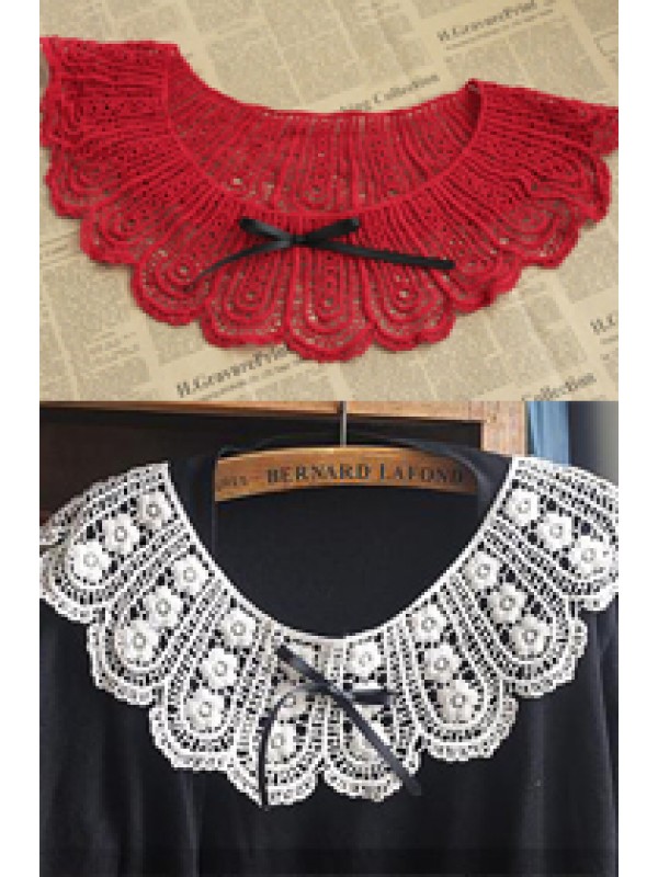 FC5260SD*CROCHET RED KNITTED FAKE COLLAR (CLEARANCE)